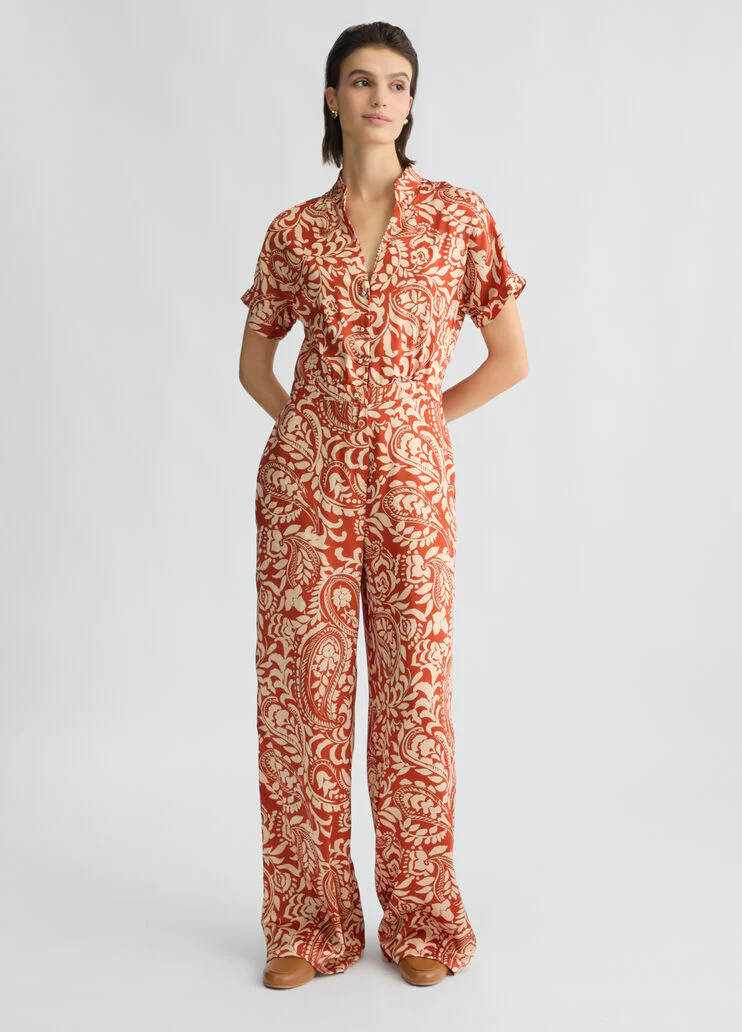 Printed twill jumpsuit