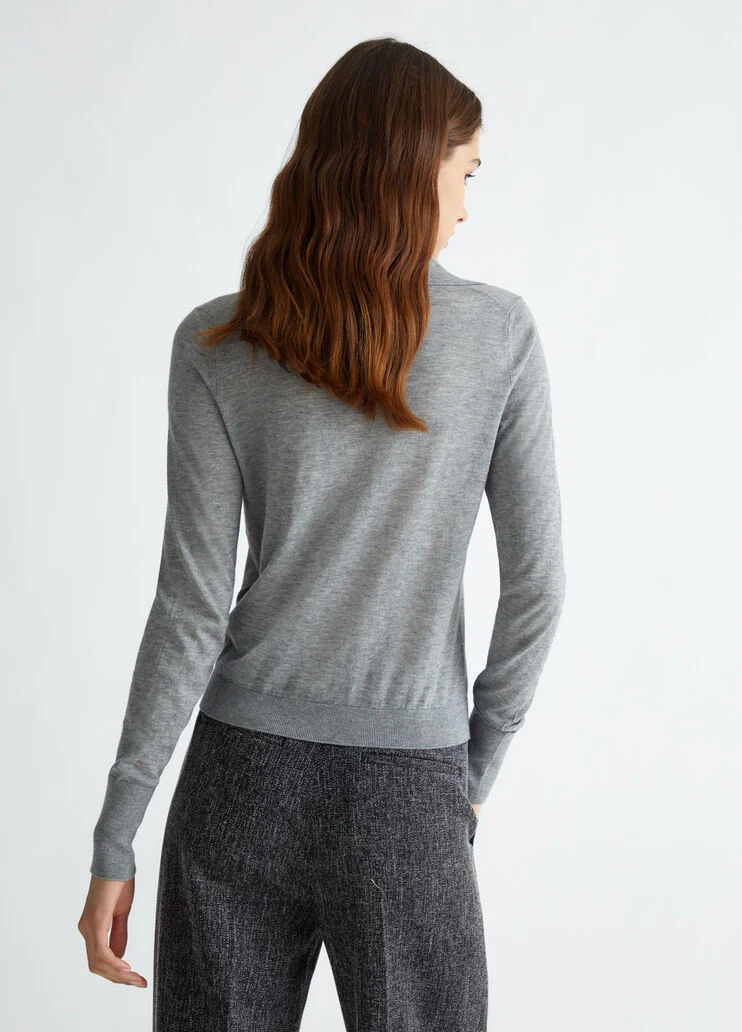 Cashmere-blend knit polo-shirt