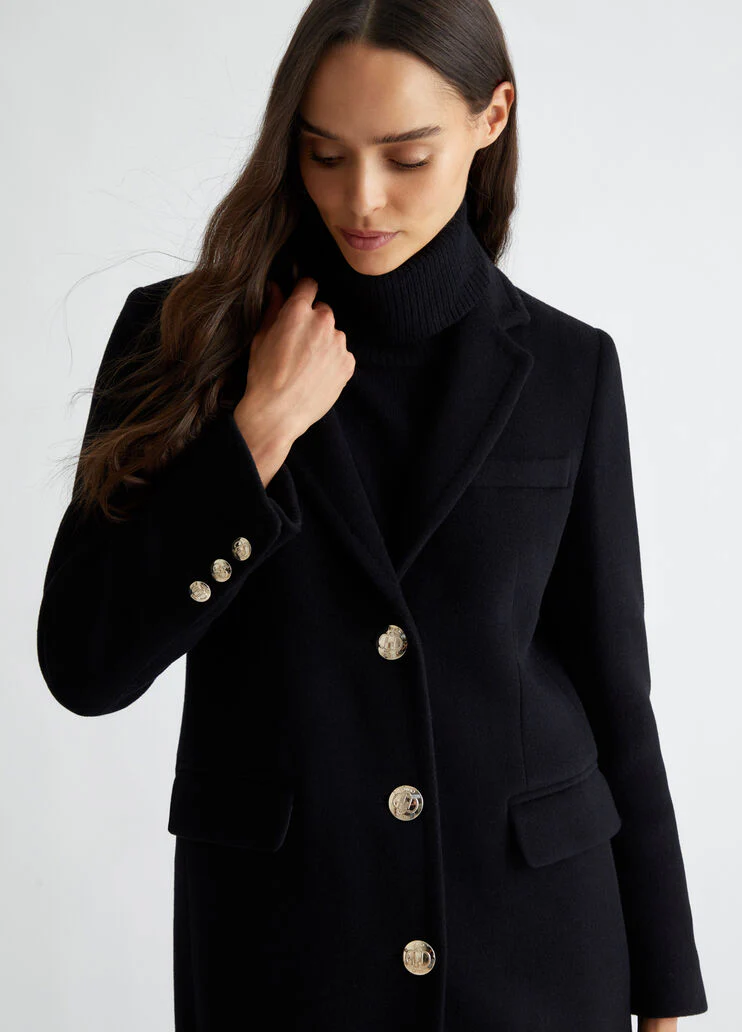 Slim-fit wool-blend coat