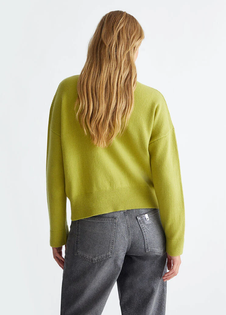 Wool sweater with zip
