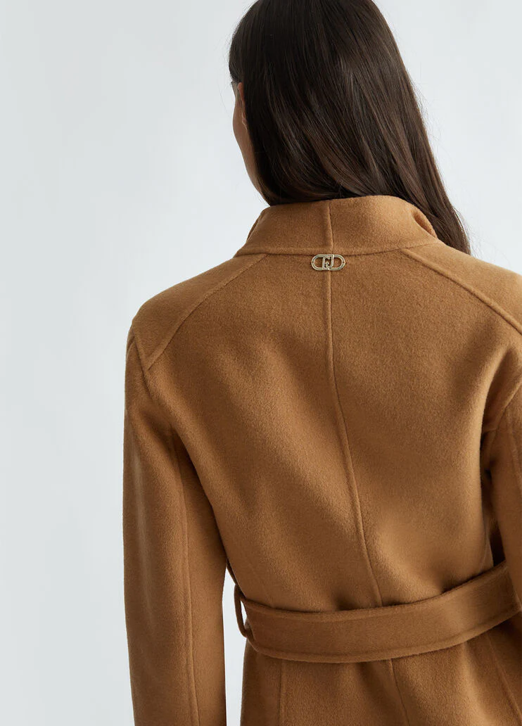 Double-breasted wool-blend coat