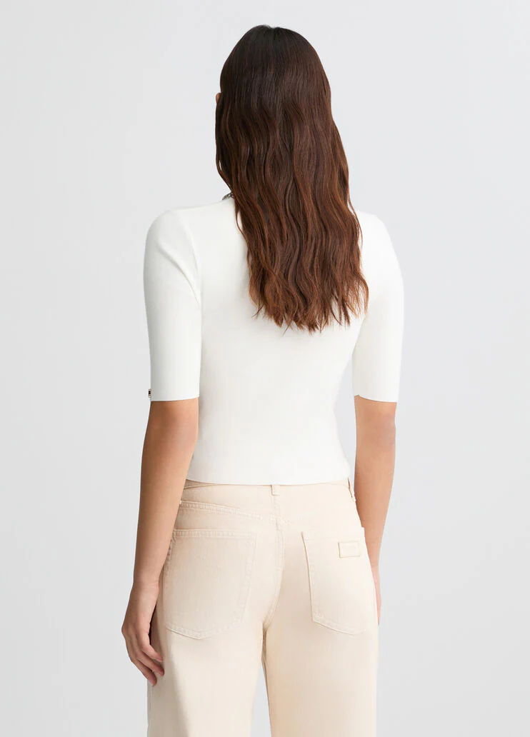 White crop top with bejewelled embellishment