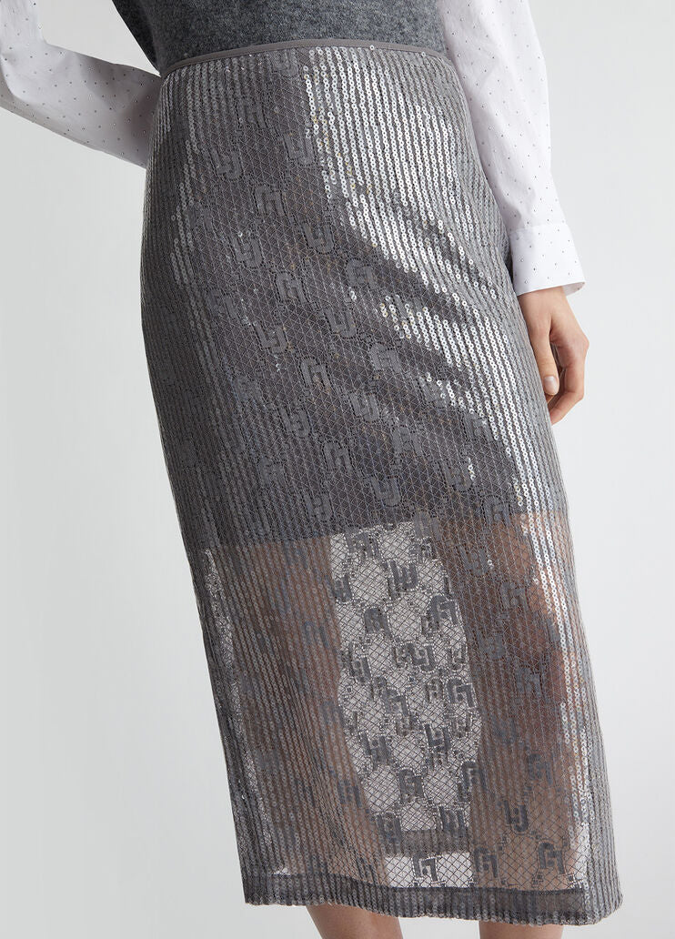 Sequinned lace skirt