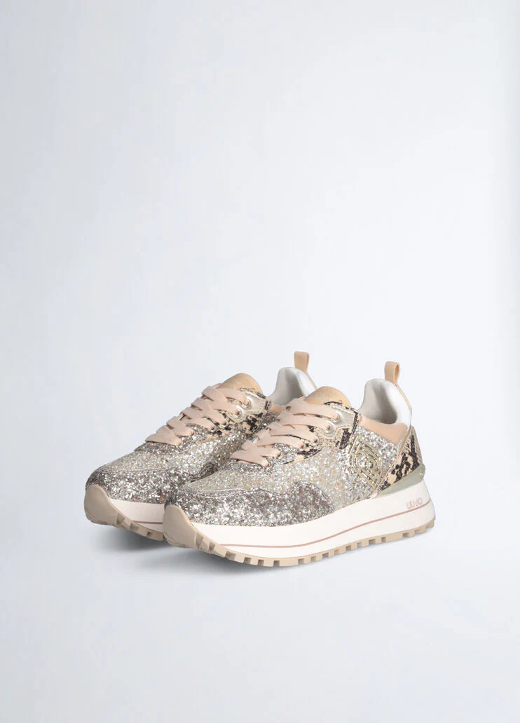 Platform sneakers with glitter