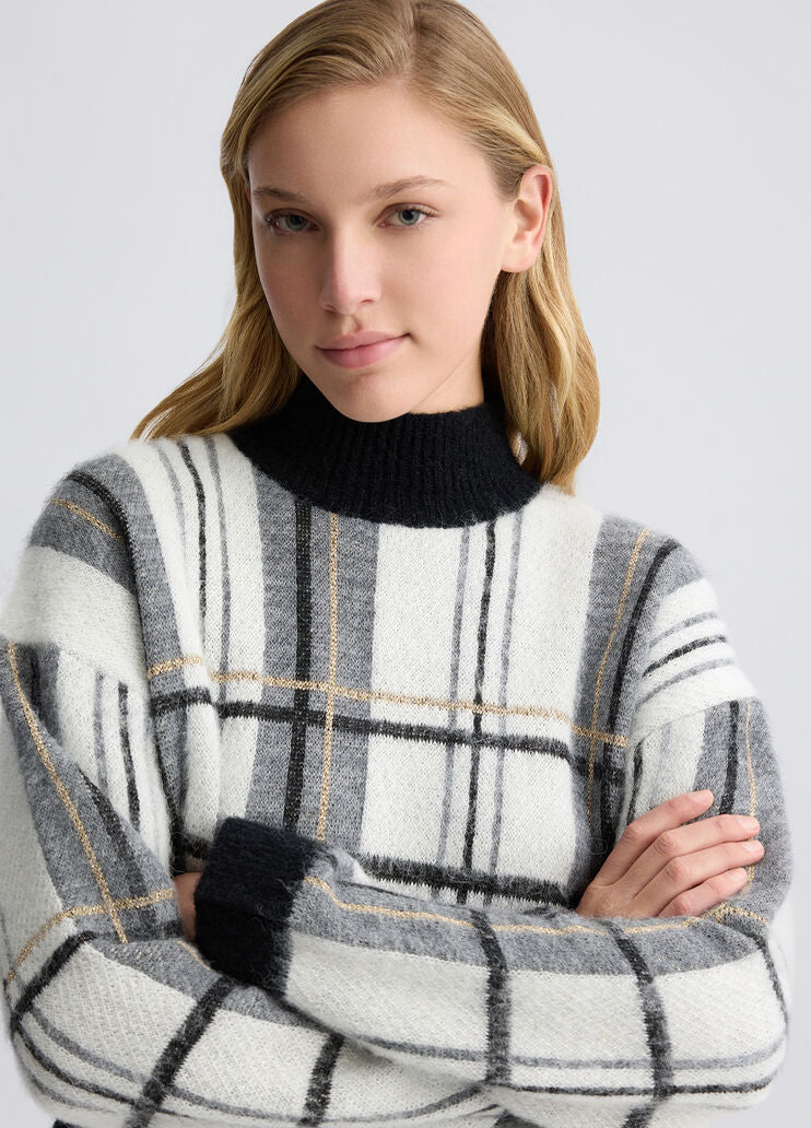 Tartan wool and alpaca pullover