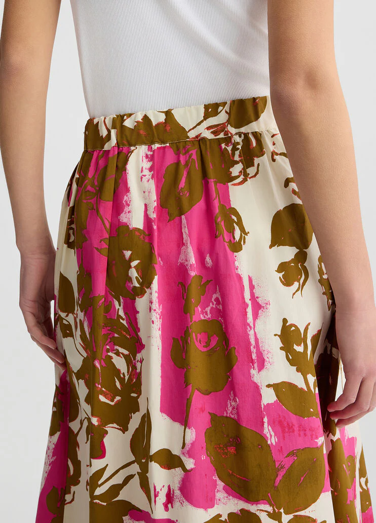 Poplin midi skirt