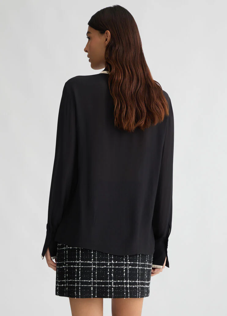 Black crepe de chine top