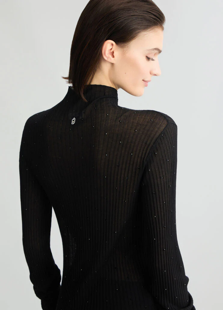 Black jumper with rhinestones