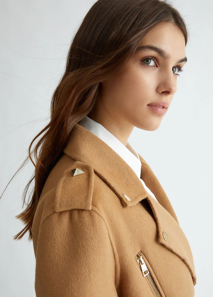 Wool blend biker jacket