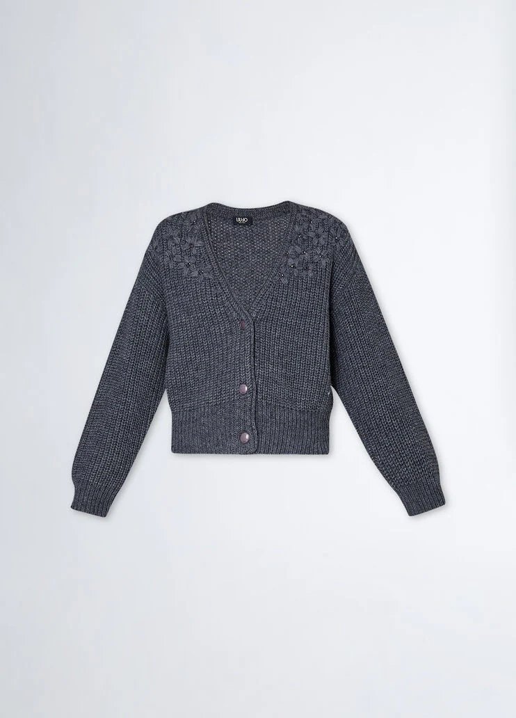 Wool cardigan with embroidery