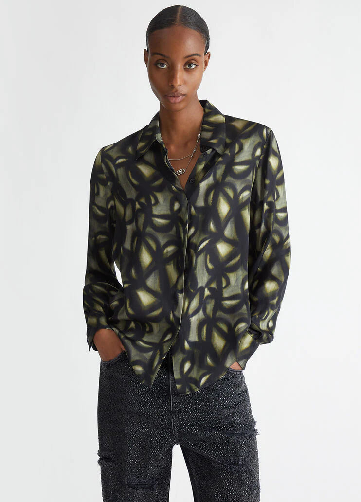 Printed satin shirt