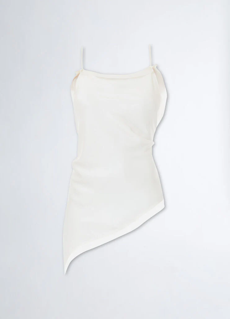 Asymmetrical satin top