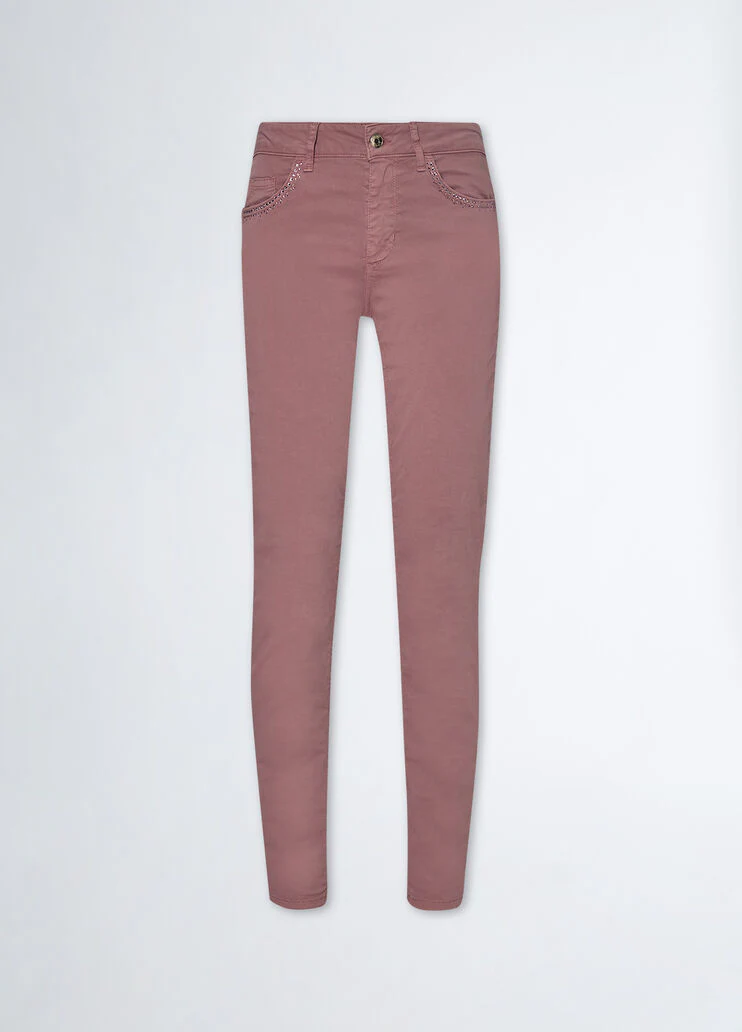 Bottom up trousers with rhinestones