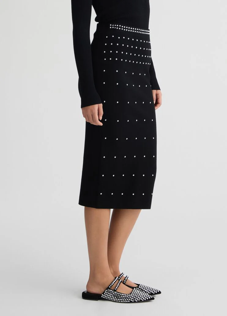 Knit skirt with studs