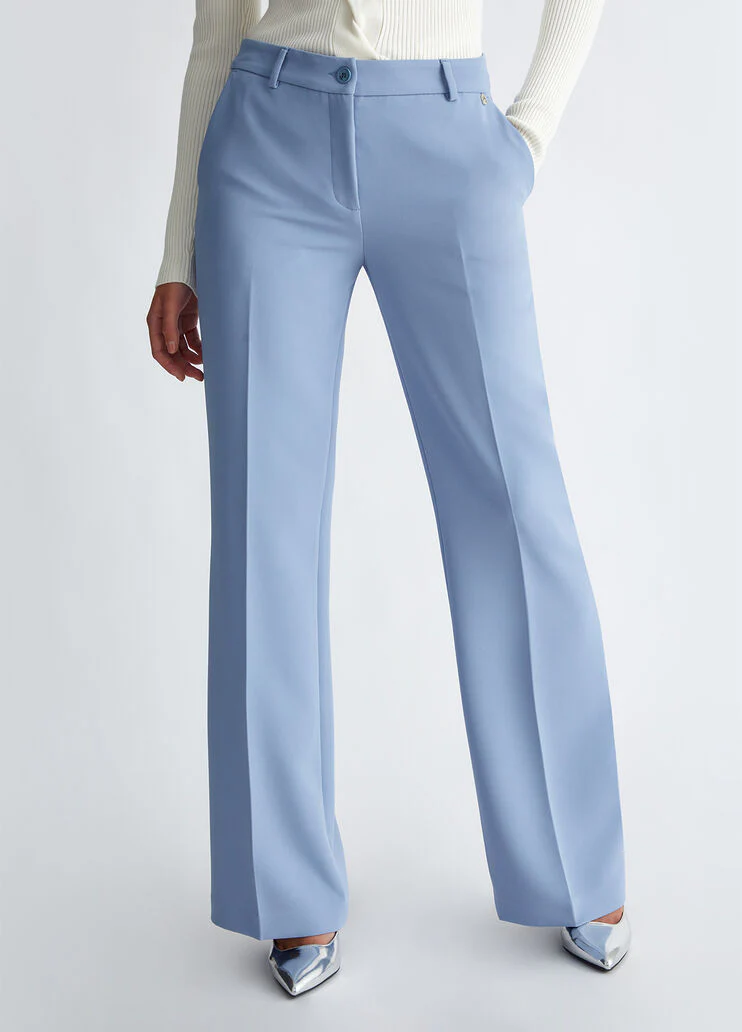 Flared crepe trousers