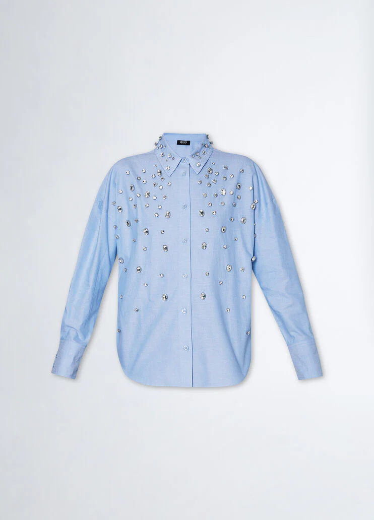 Cotton shirt with rhinestones