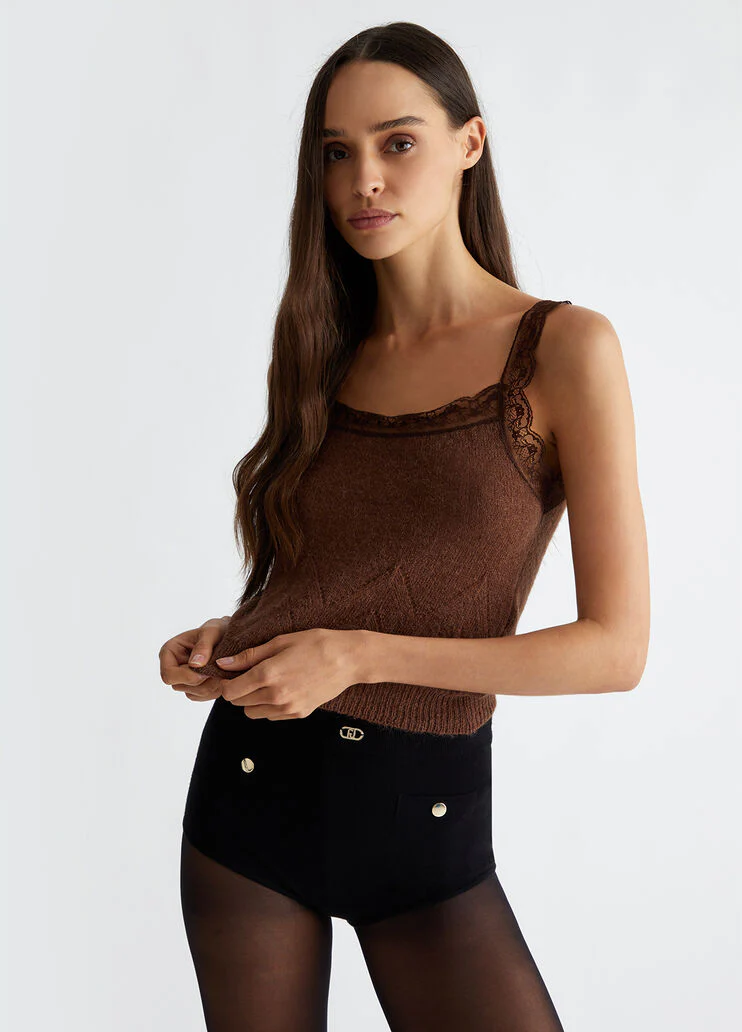 Knit top with lace