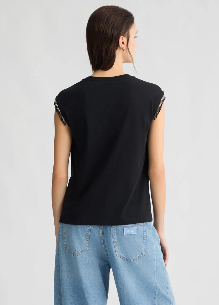 Jersey T-shirt with beads