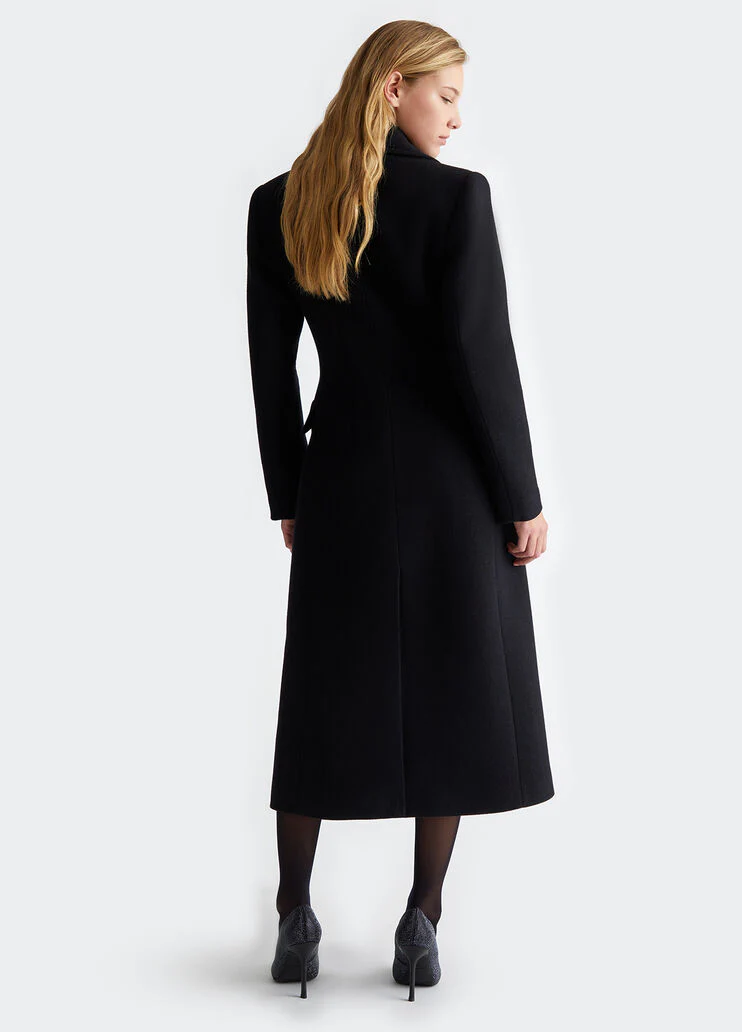Double-breasted wool-blend coat