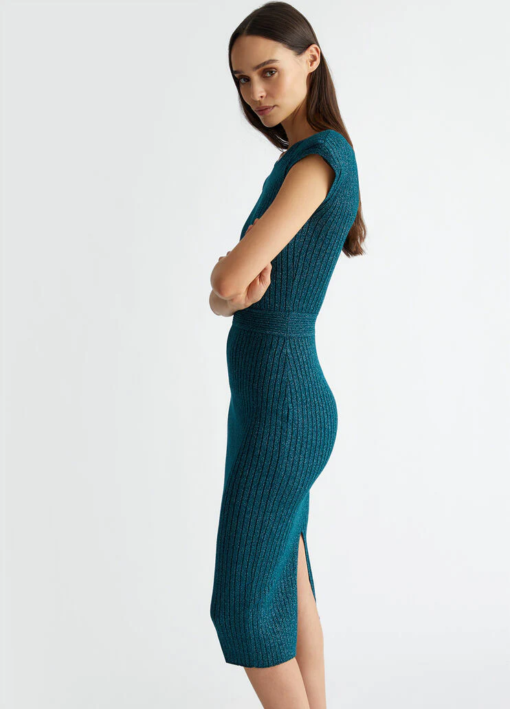 Lurex knit midi dress