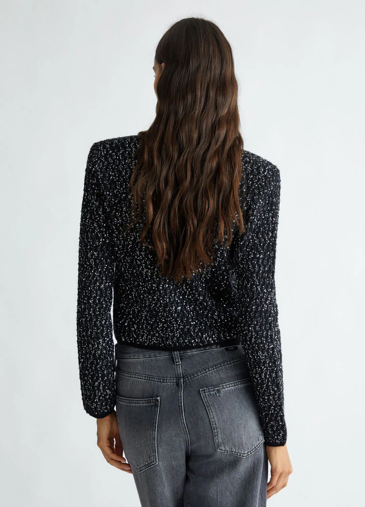 Knit jacket with sequins