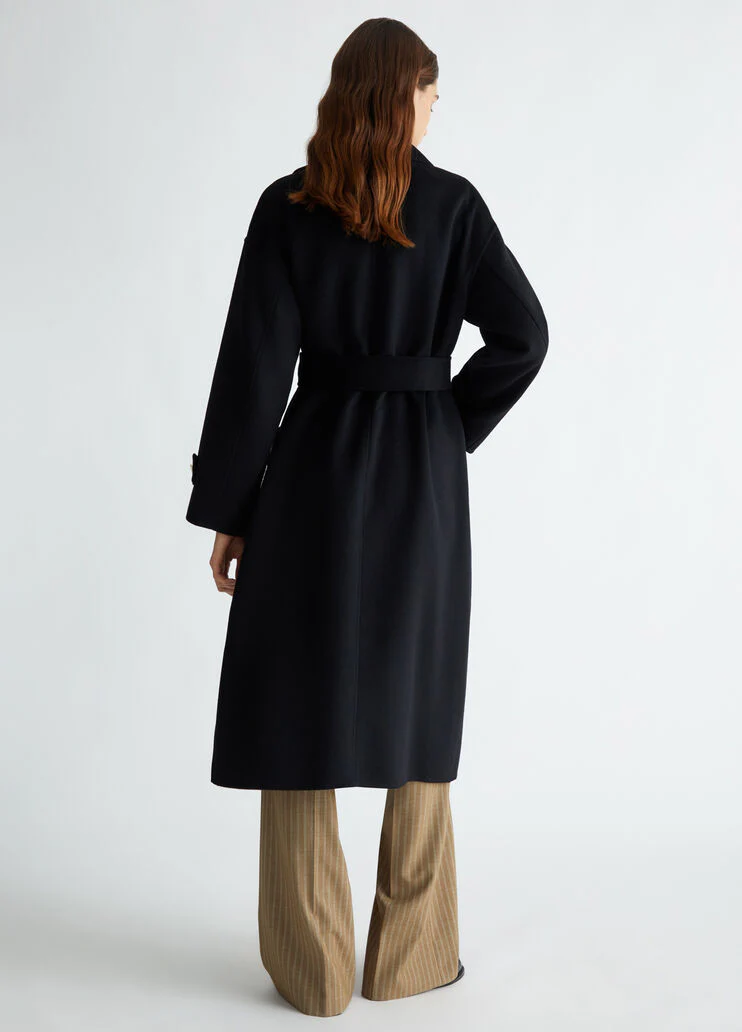 Belted wool-blend coat
