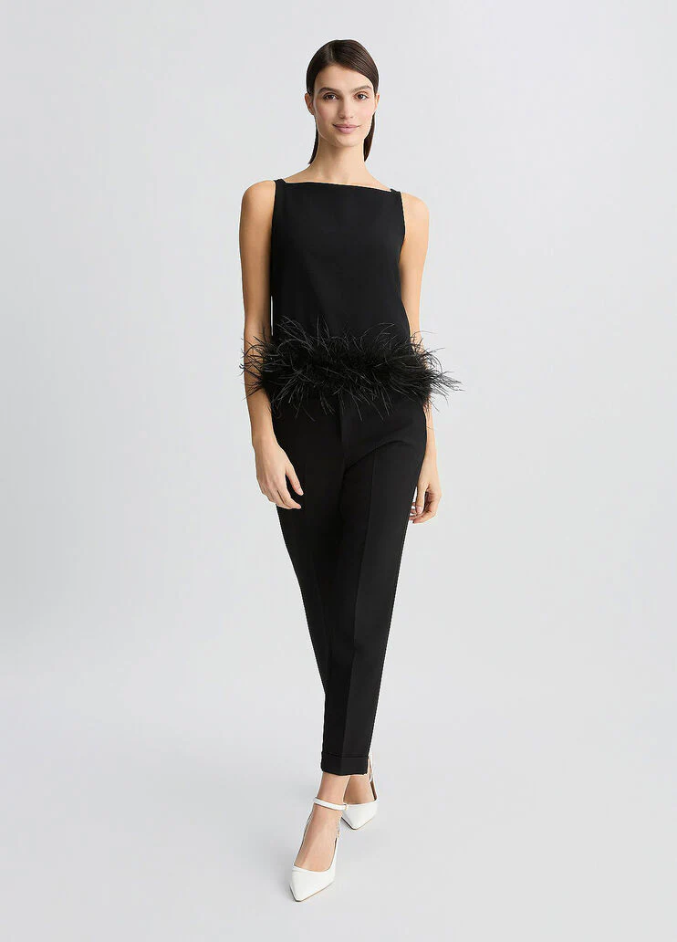 Black top with feathers