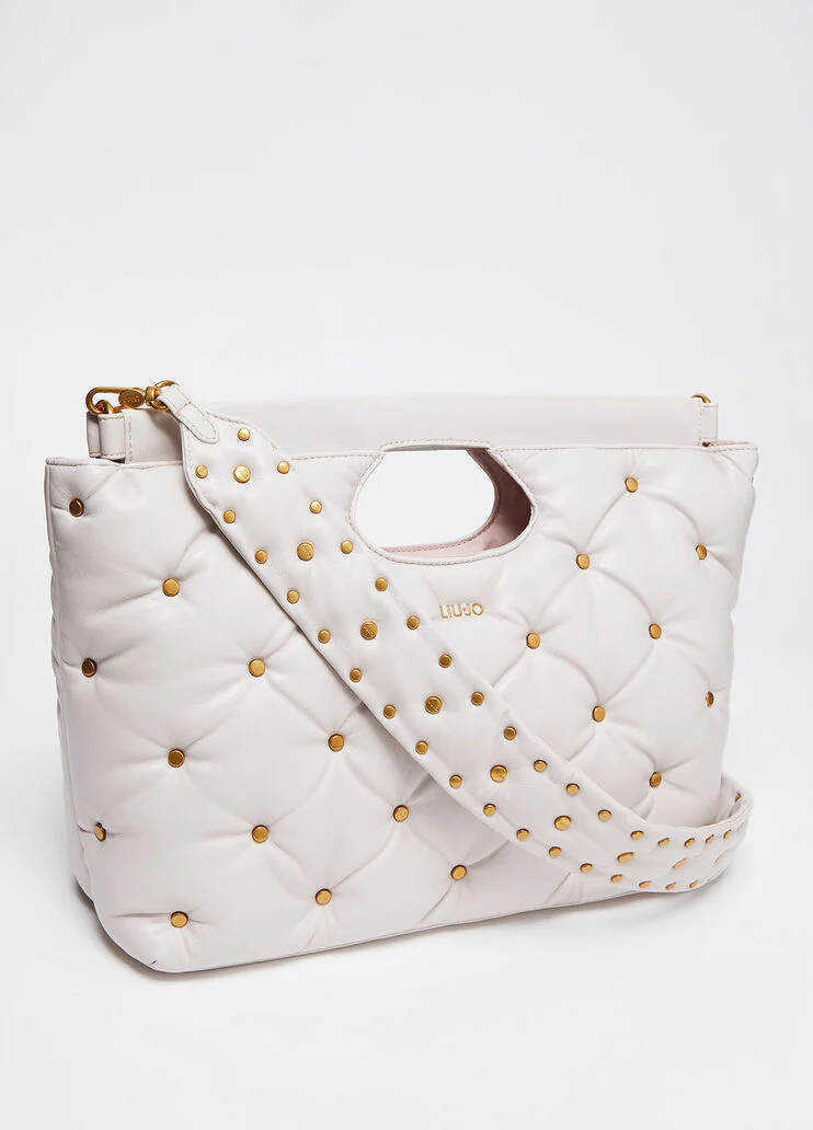 Studded glossy handbag