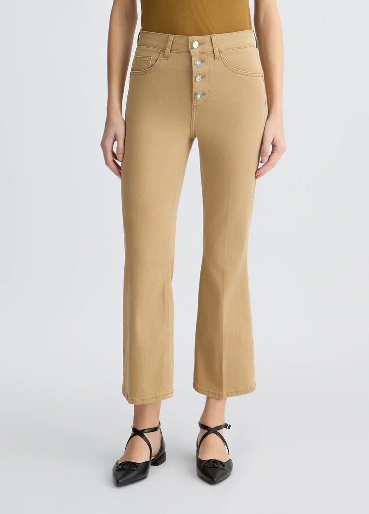 White high-rise bootcut trousers