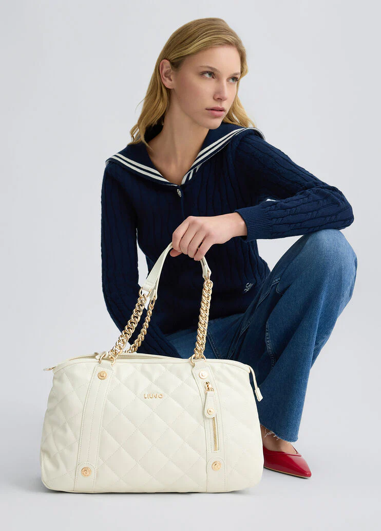 Quilted cream handbag
