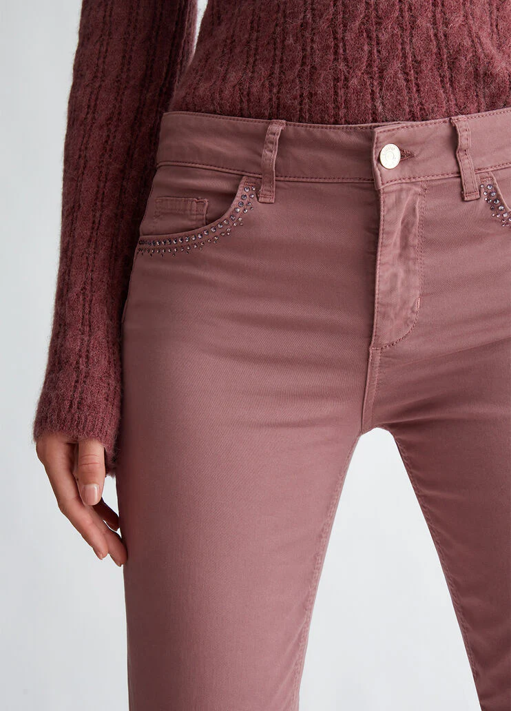 Bottom up trousers with rhinestones