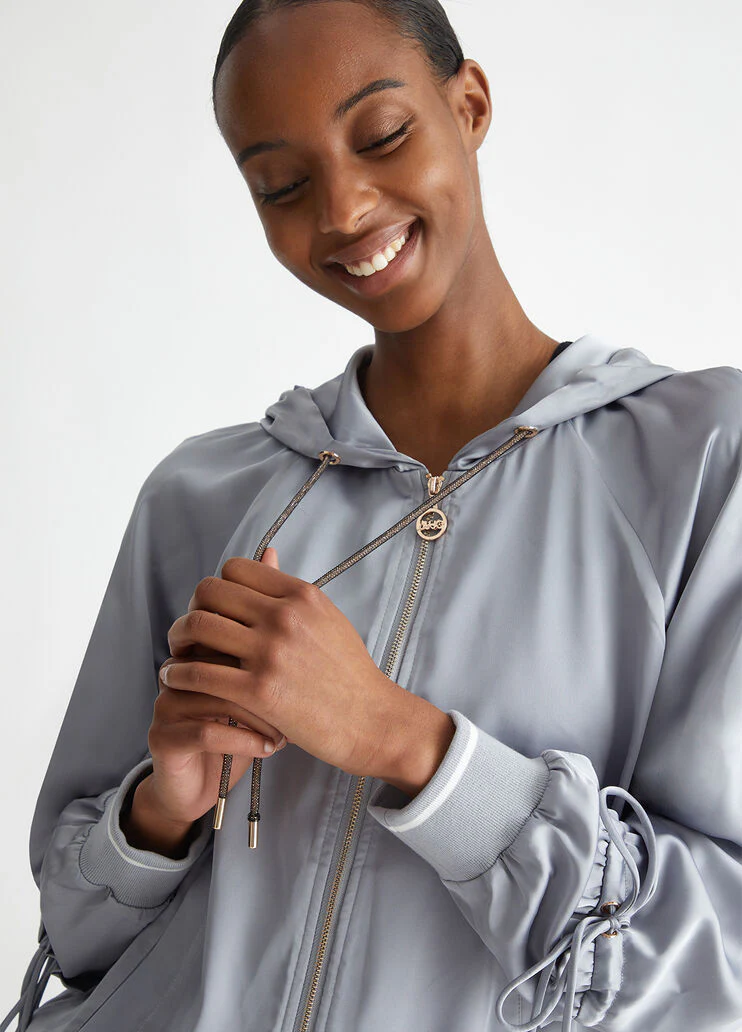 Satin hooded sweatshirt