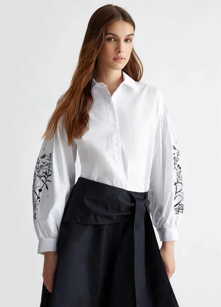 Shirt with jewel embroidery