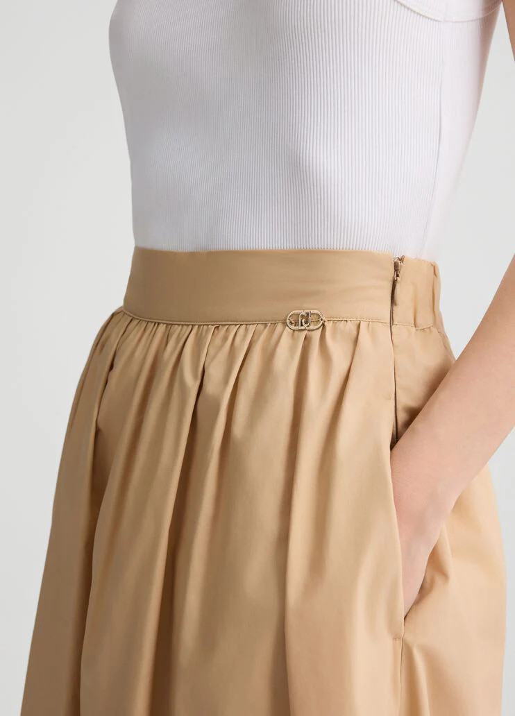 Poplin midi skirt