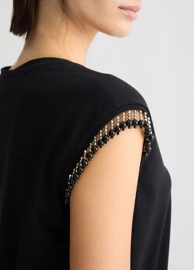 Jersey T-shirt with beads