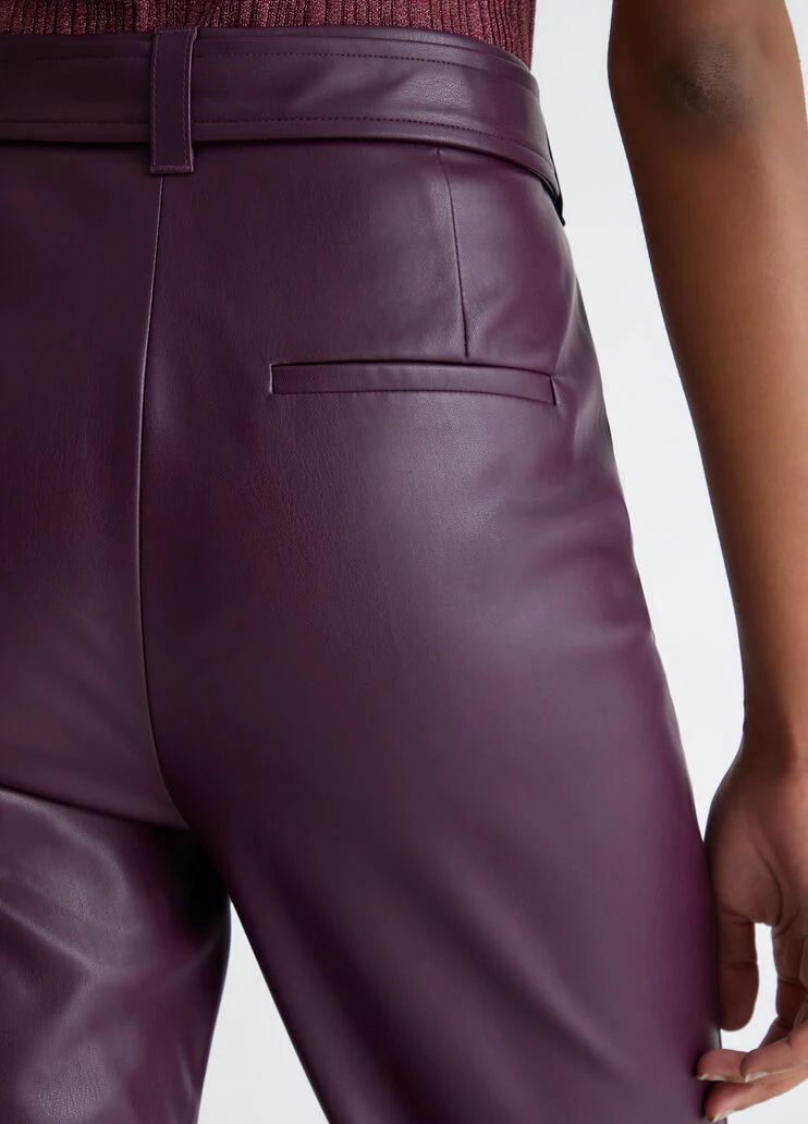 Coated fabric flared trousers