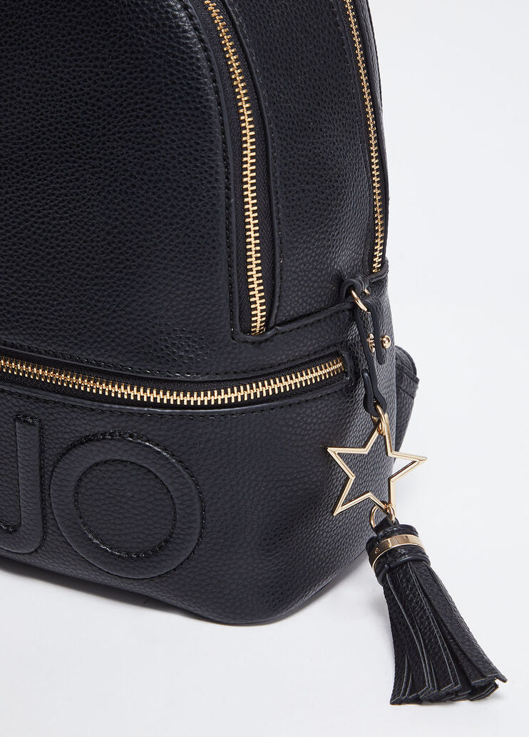 Backpack with logo and charm