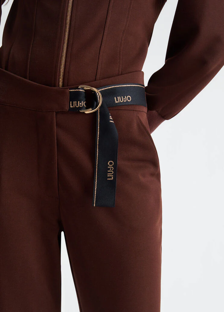 Jersey trousers with belt