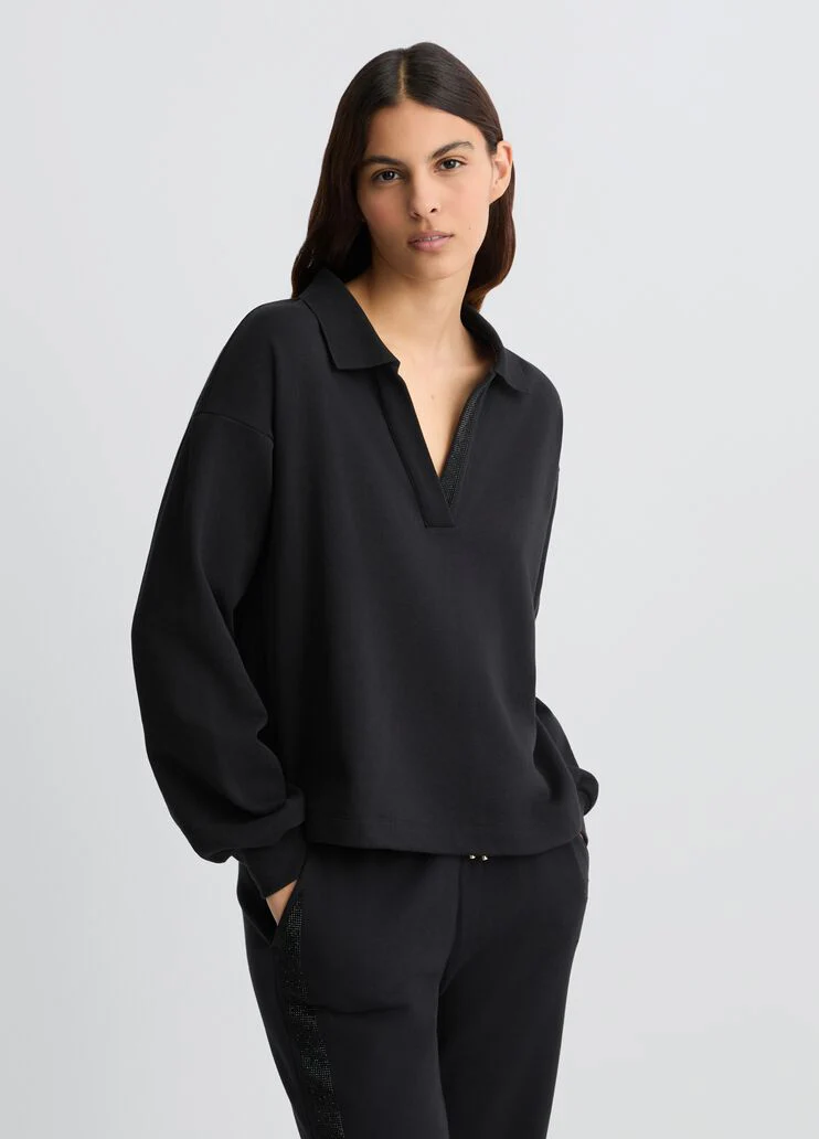 Black sweatshirt with rhinestones