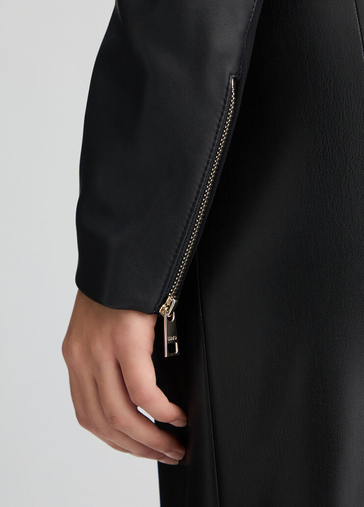 Black leather biker jacket