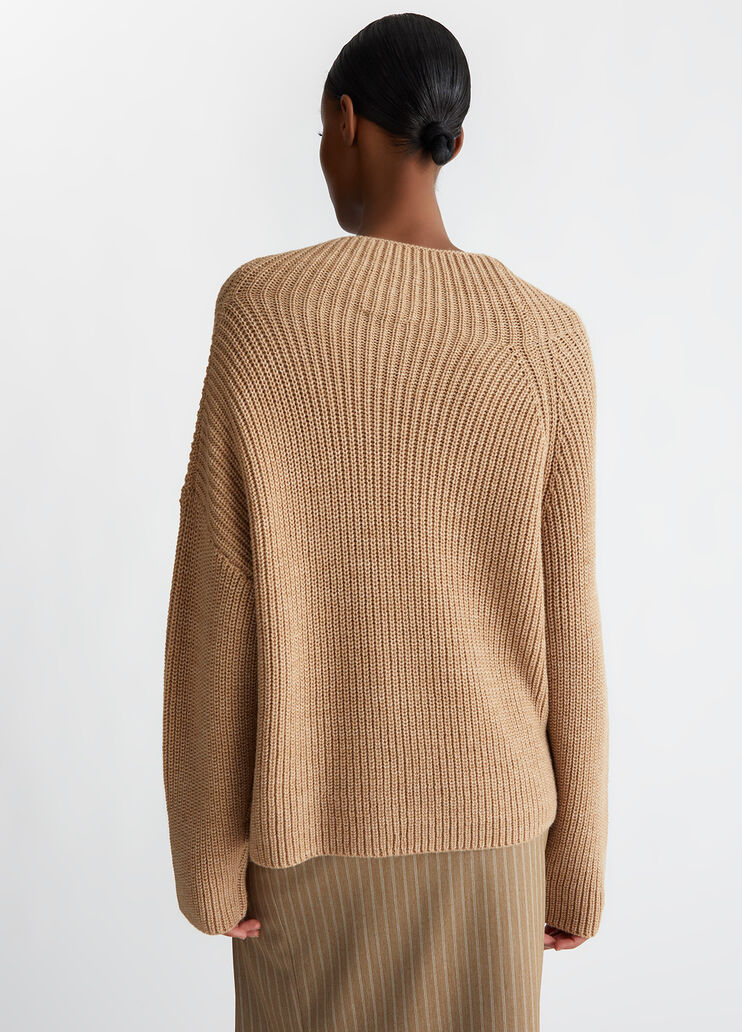 Rib-knit wool-blend sweater