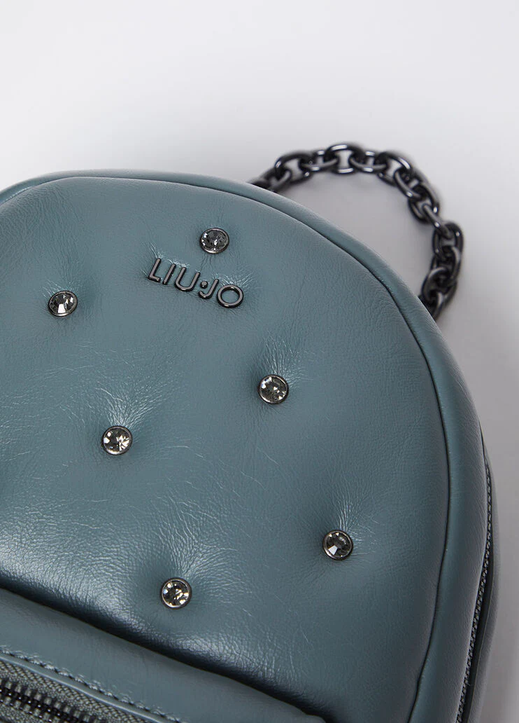 Glossy backpack with rhinestones