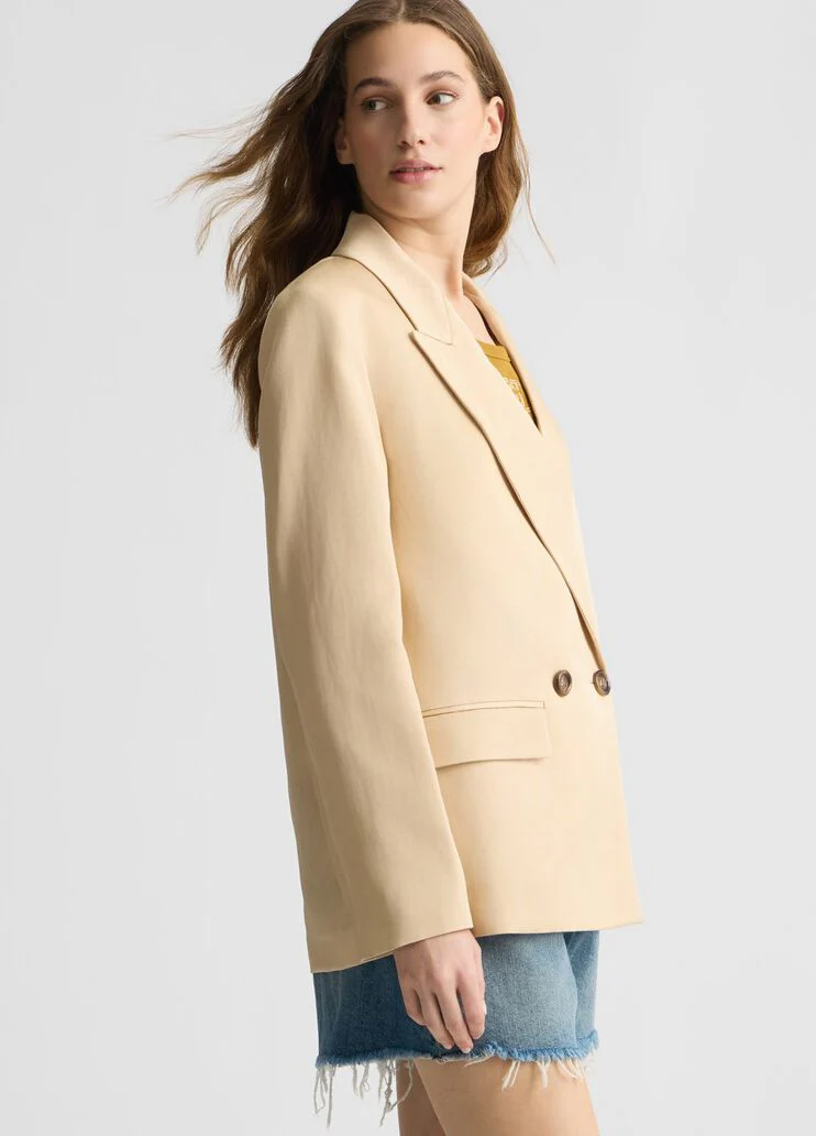 Double-breasted beige blazer