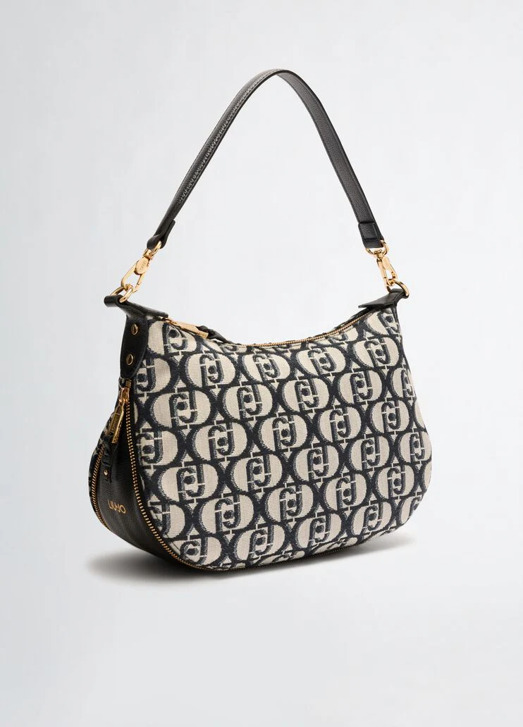 Jacquard shoulder bag with logo