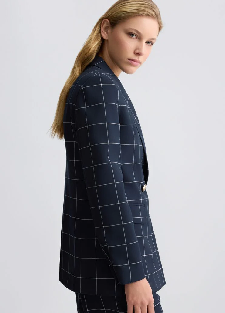 Double-breasted check blazer