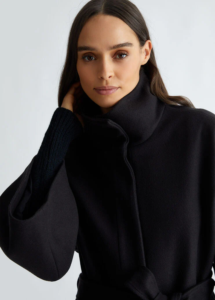 Short wool-blend coat