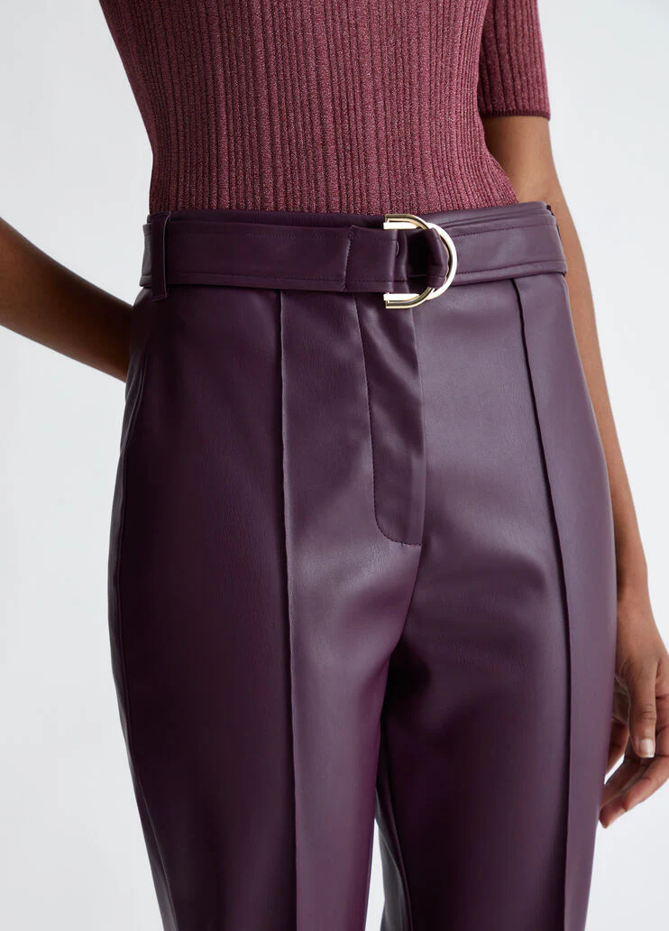 Coated fabric flared trousers
