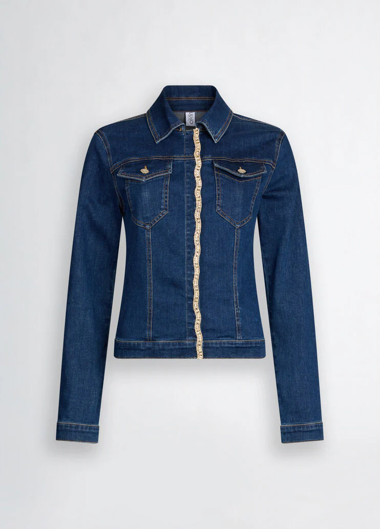 Denim jacket with rhinestones
