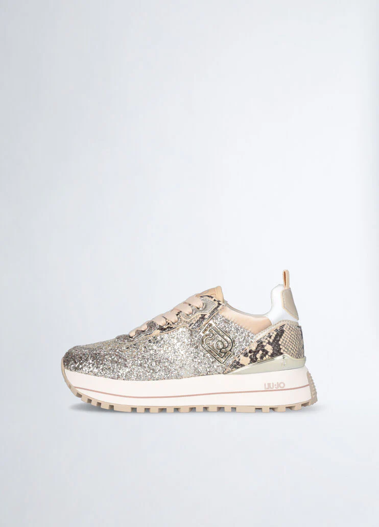 Platform sneakers with glitter