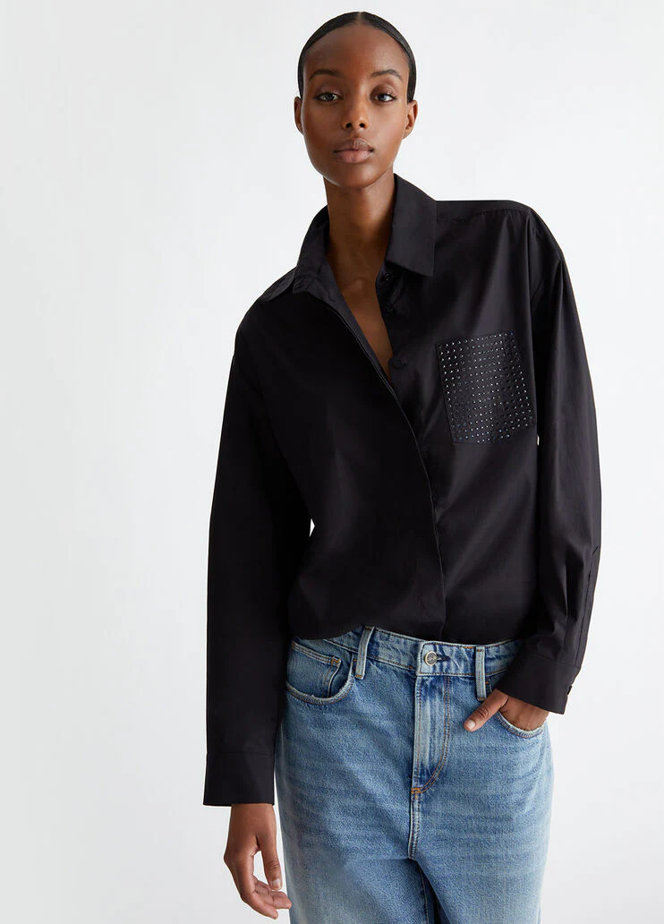 Oversized shirt with mini-studs
